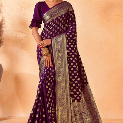 Purple Georgette Saree
