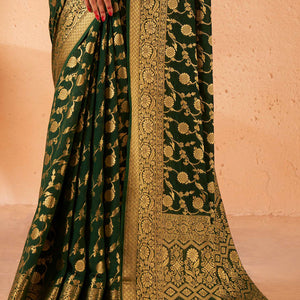 Dark Green Georgette Saree