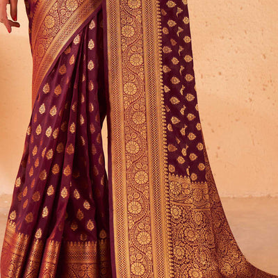 Maroon Garnet Wine Georgette Saree