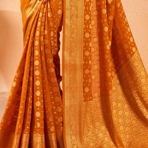 Mustard Yellow Georgette Saree