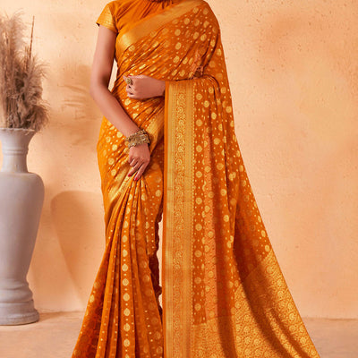 Mustard Yellow Georgette Saree