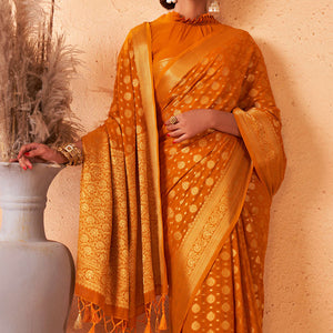 Mustard Yellow Georgette Saree
