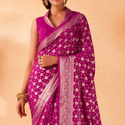 Rosewood Pink Georgette Saree