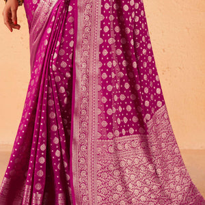 Rosewood Pink Georgette Saree
