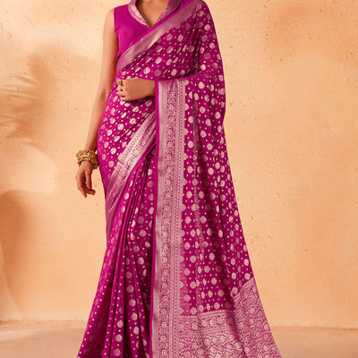 Rosewood Pink Georgette Saree