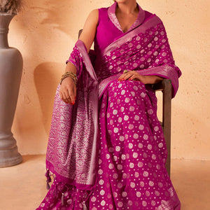 Rosewood Pink Georgette Saree