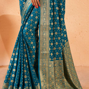 Teal Blue Georgette Saree