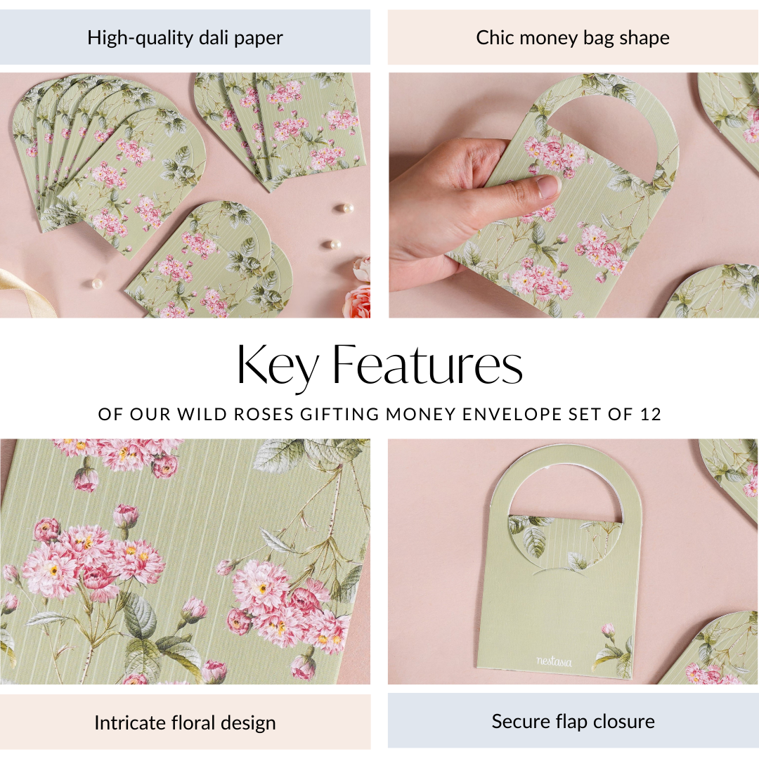Wild Roses Gifting Money Envelope Set Of 12