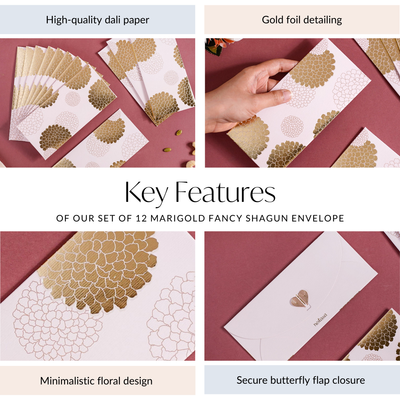 Set Of 12 Marigold Fancy Money Envelope