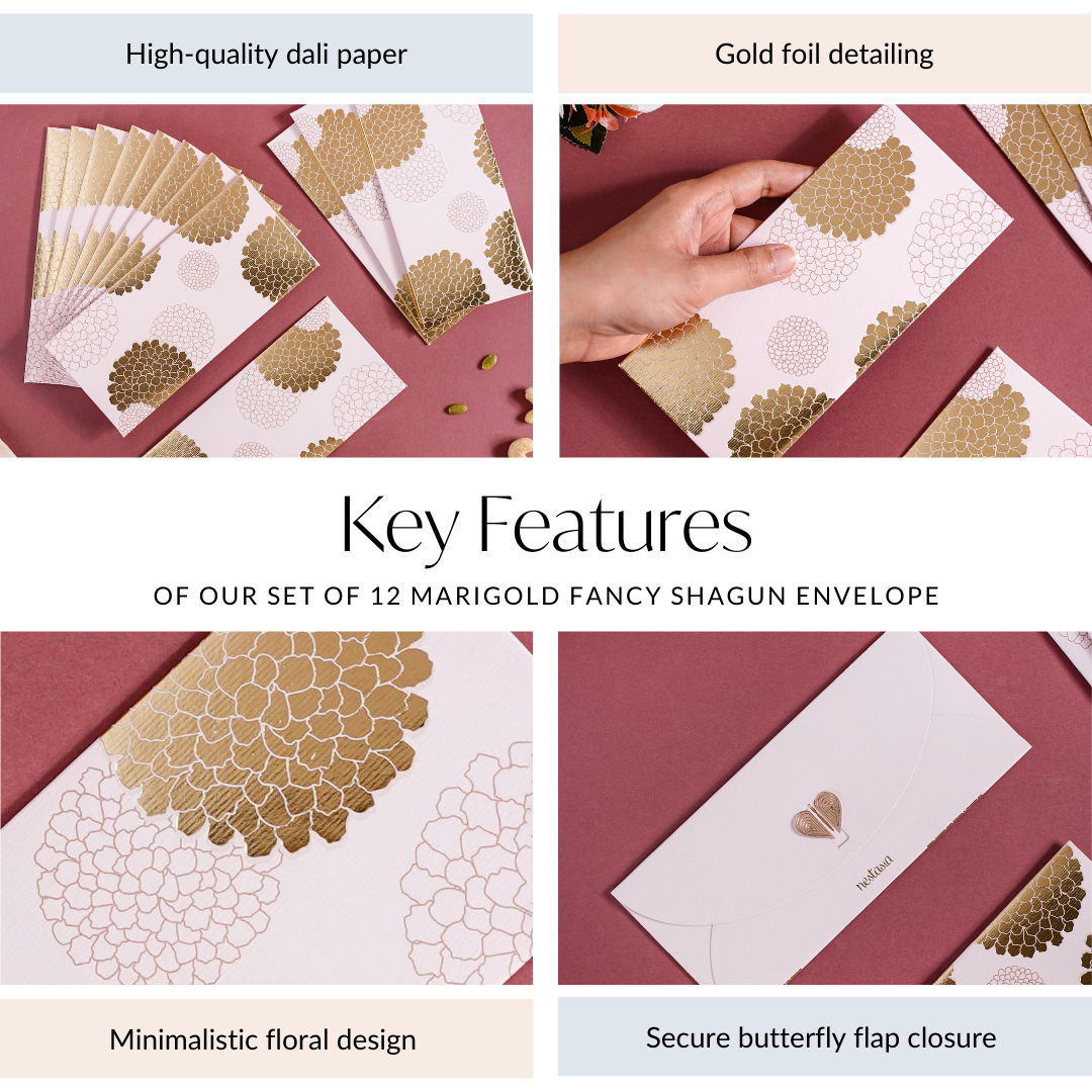 Set Of 12 Marigold Fancy Money Envelope