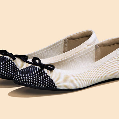 Ballet Flats For Women : Ivory-Black
