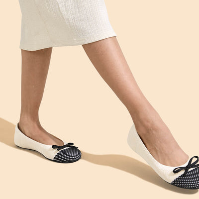 Ballet Flats For Women : Ivory-Black