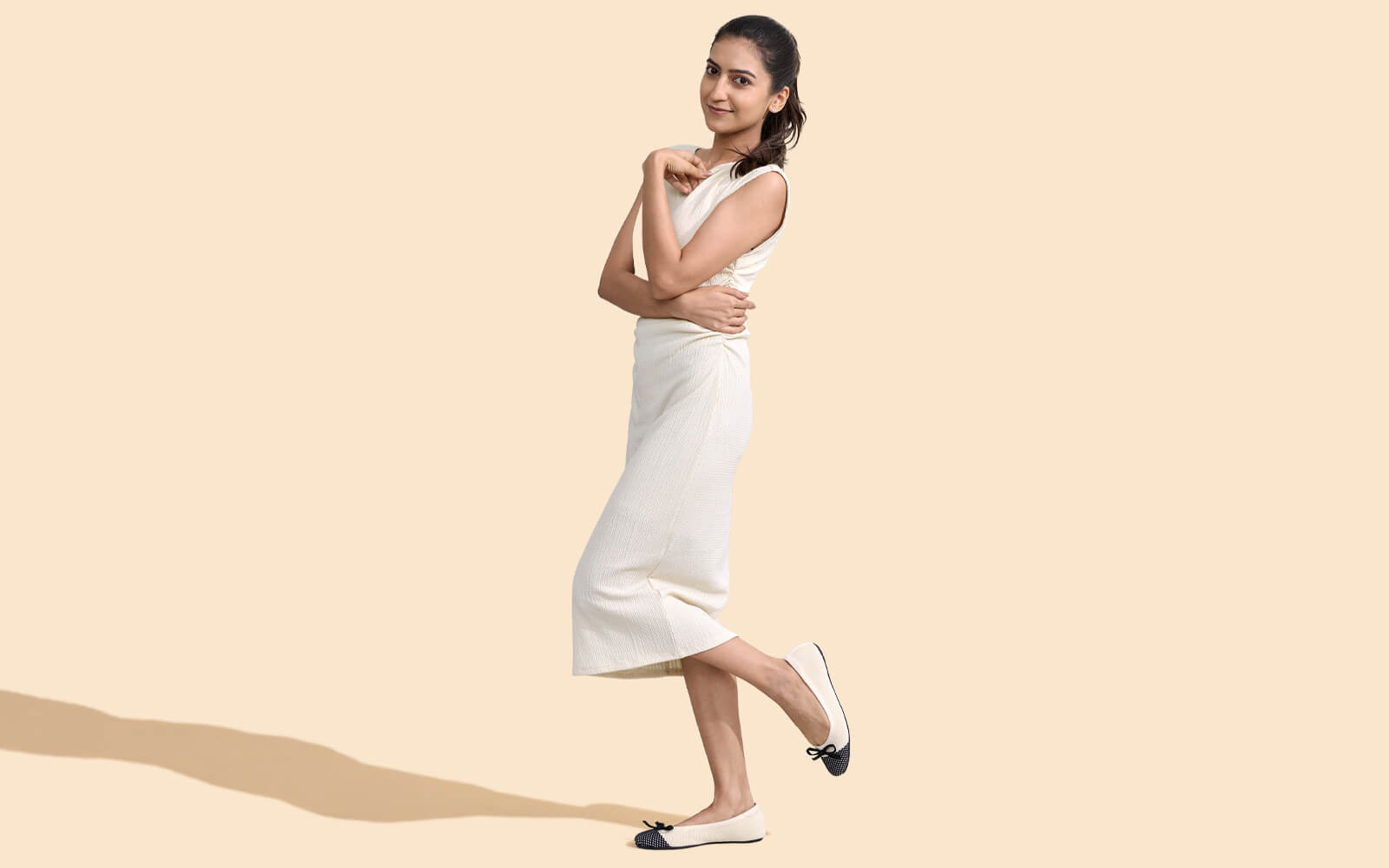 Ballet Flats For Women : Ivory-Black