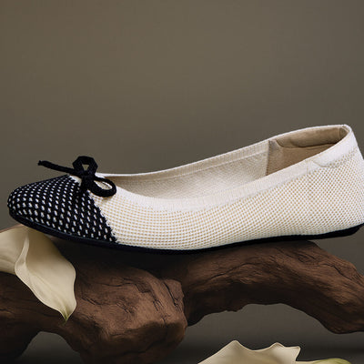 Ballet Flats For Women : Ivory-Black