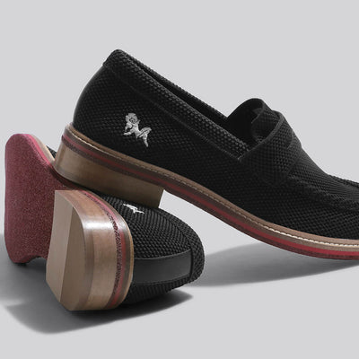 Block Heel Loafers : Black