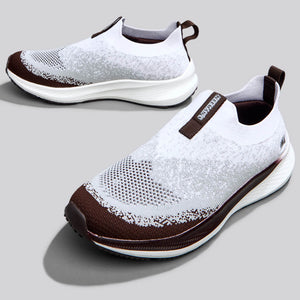 Blend Knit Slip Ons : Ivory-Brown