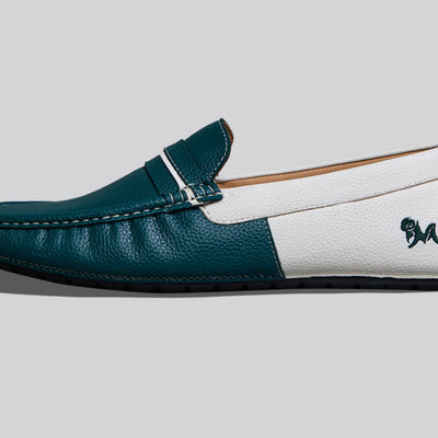 Color Block Loafers : White-Green