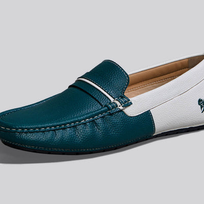 Color Block Loafers : White-Green