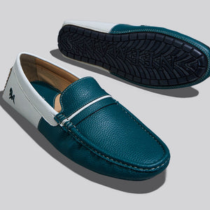 Color Block Loafers : White-Green