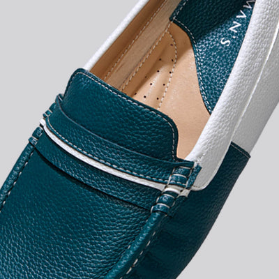 Color Block Loafers : White-Green