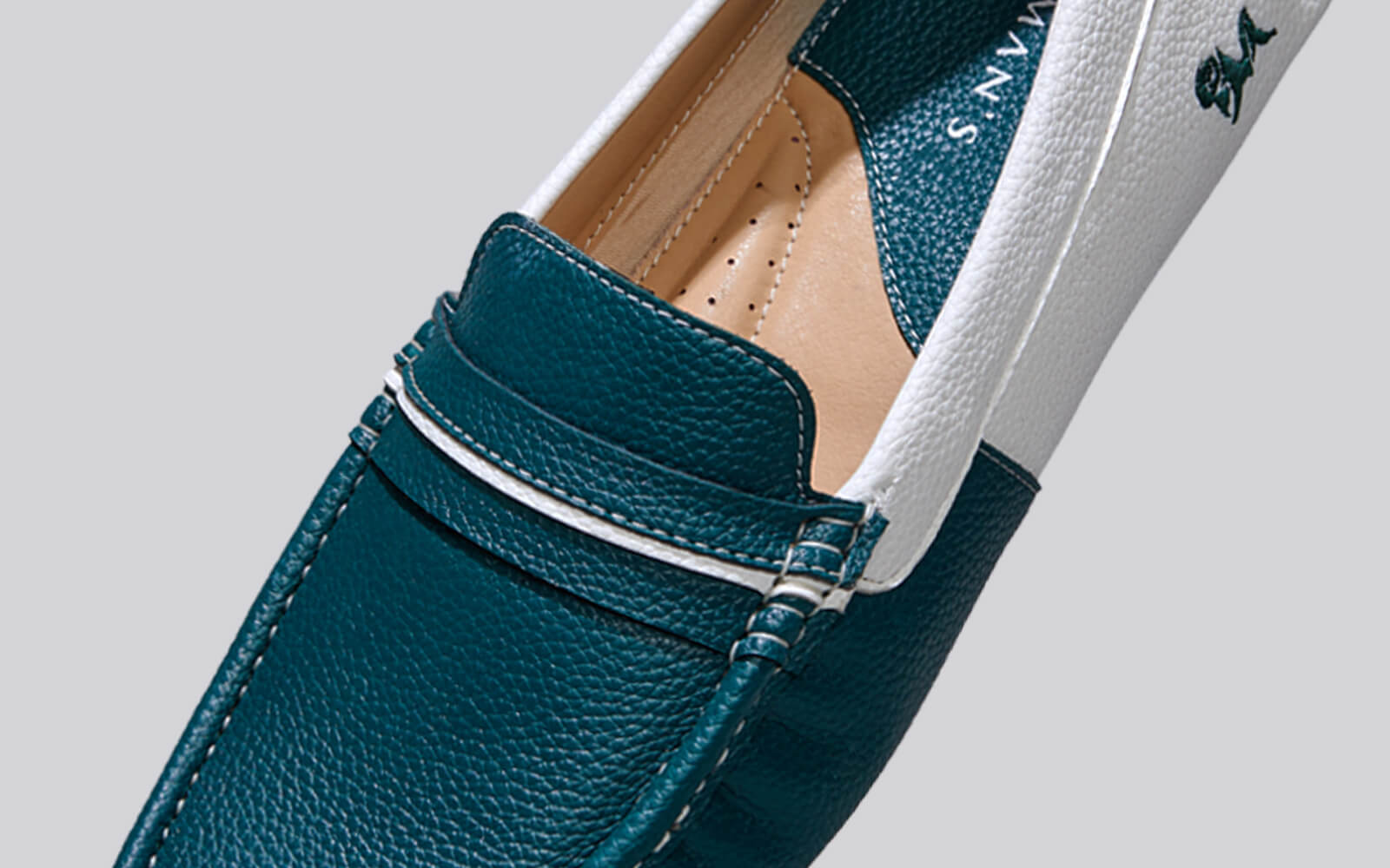 Color Block Loafers : White-Green