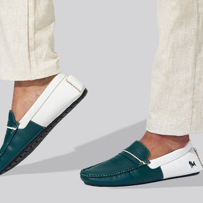 Color Block Loafers : White-Green