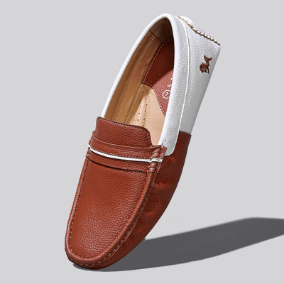 Color Block Loafers : White-Tan