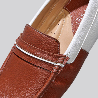 Color Block Loafers : White-Tan
