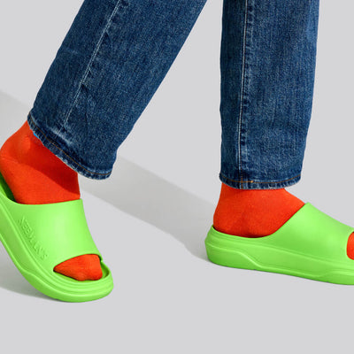 Cushers Slides For Men : Neon Green