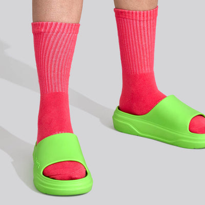 Cushers Slides For Women : Neon Green