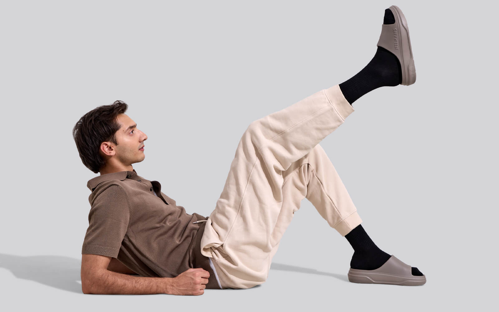 Cushers Slides For Men : Goat Grey