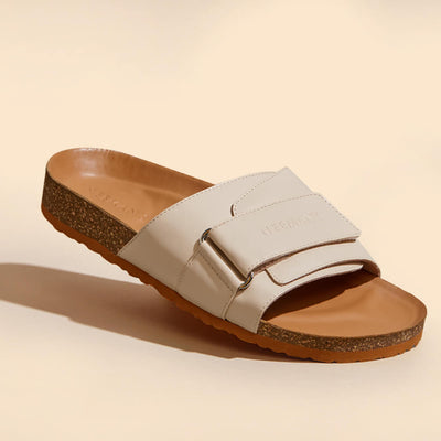 Cork Slides : Tan-White