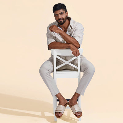 Cork Slides : Tan-White