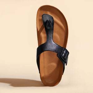 Cork Thong Sandals : Black-Tan