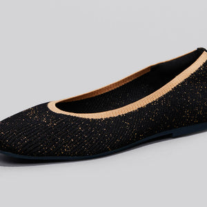 Metallic Square Flats : Black-Gold