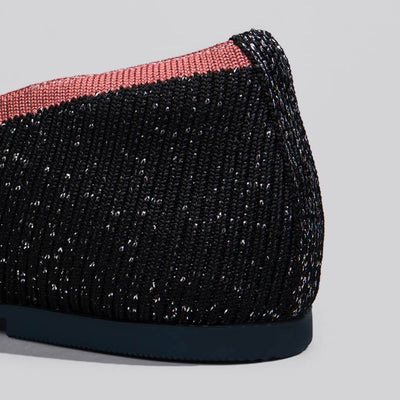 Metallic Square Flats : Black-Pink