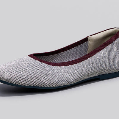 Metallic Square Flats : Grey-Silver