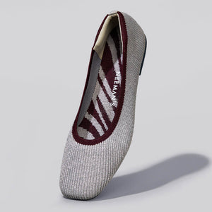Metallic Square Flats : Grey-Silver