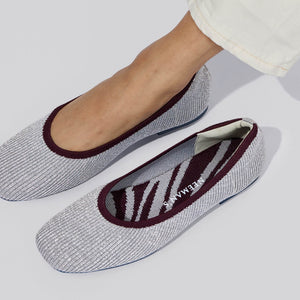 Metallic Square Flats : Grey-Silver