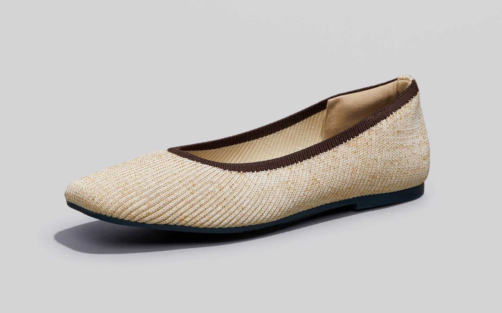 Metallic Square Flats : Ivory-Gold