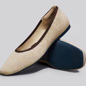Metallic Square Flats : Ivory-Gold