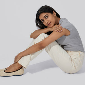 Metallic Square Flats : Ivory-Gold