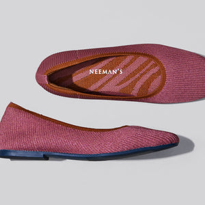 Metallic Square Flats : Pink