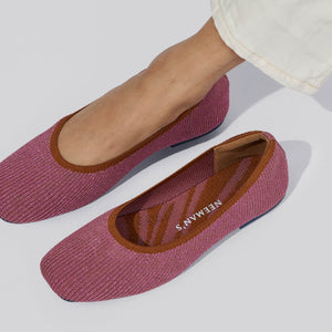 Metallic Square Flats : Pink