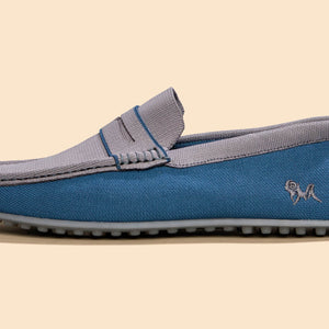 ReLive Knit Color Block Loafers : Blue/Grey