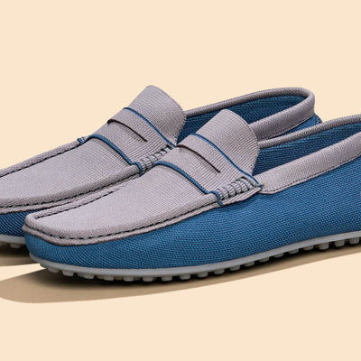 ReLive Knit Color Block Loafers : Blue/Grey