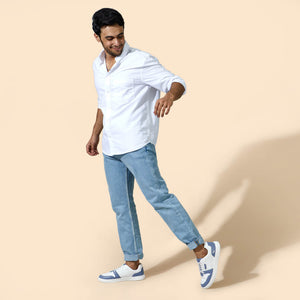 Retro Slick Sneakers : Blue and White