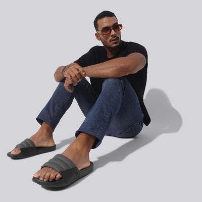 Squooshy Slides for Men : Grey-Black