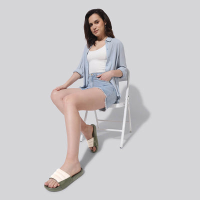 Squooshy Slides for Women : Olive-Beige