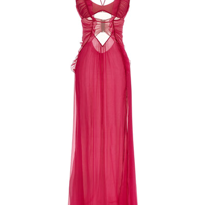 Nensi Dojaka Frilled Gown With Cutouts Dress